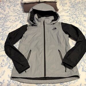 The North Face Light Gray and Black rain Jacket